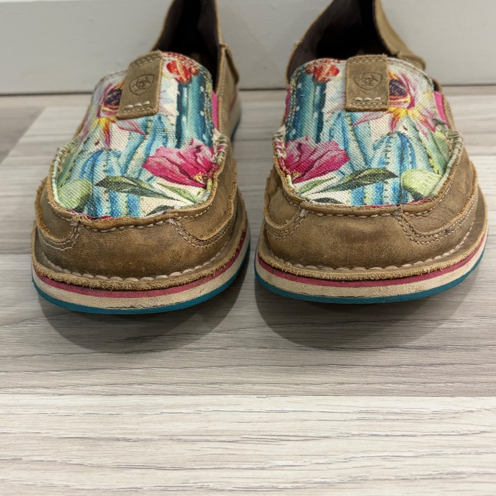 Ariat Cruiser Womens 9.5B Tan Leather Cactus Floral Slip On Loafers 10029748 - Picture 7 of 10